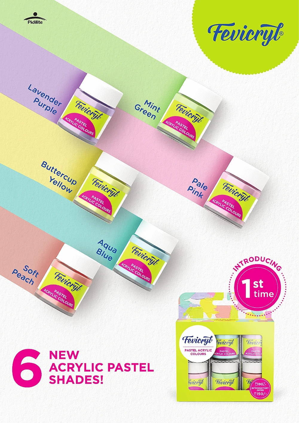 Fevicryl acrylic pastel colours product rendering